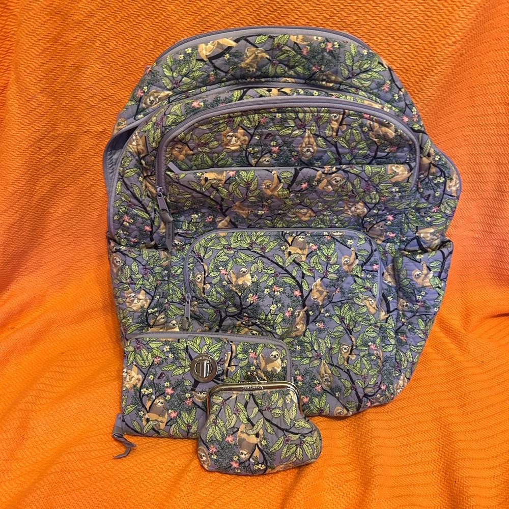 Floral Patterned Backpack and Pouch Set